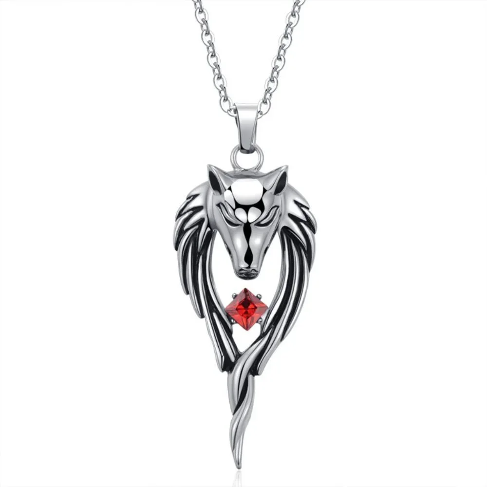 ❤️Retro domineering crystal wolf head pendant necklace for women/men, N90201P159